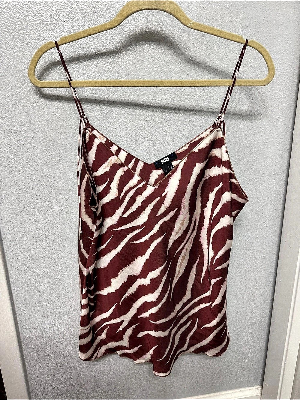 PAIGE Cicely Cami Zebra Print Burgundy & Cream L